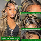 Coceioo™ 13x6 1B/27 Highlight Ombre Lace Front Wig Human Hair Pre Plucked 180% Density HD Highlighted Lace Front Wigs Human Hair Wigs Human Hair Blonde Lace Front Wig
