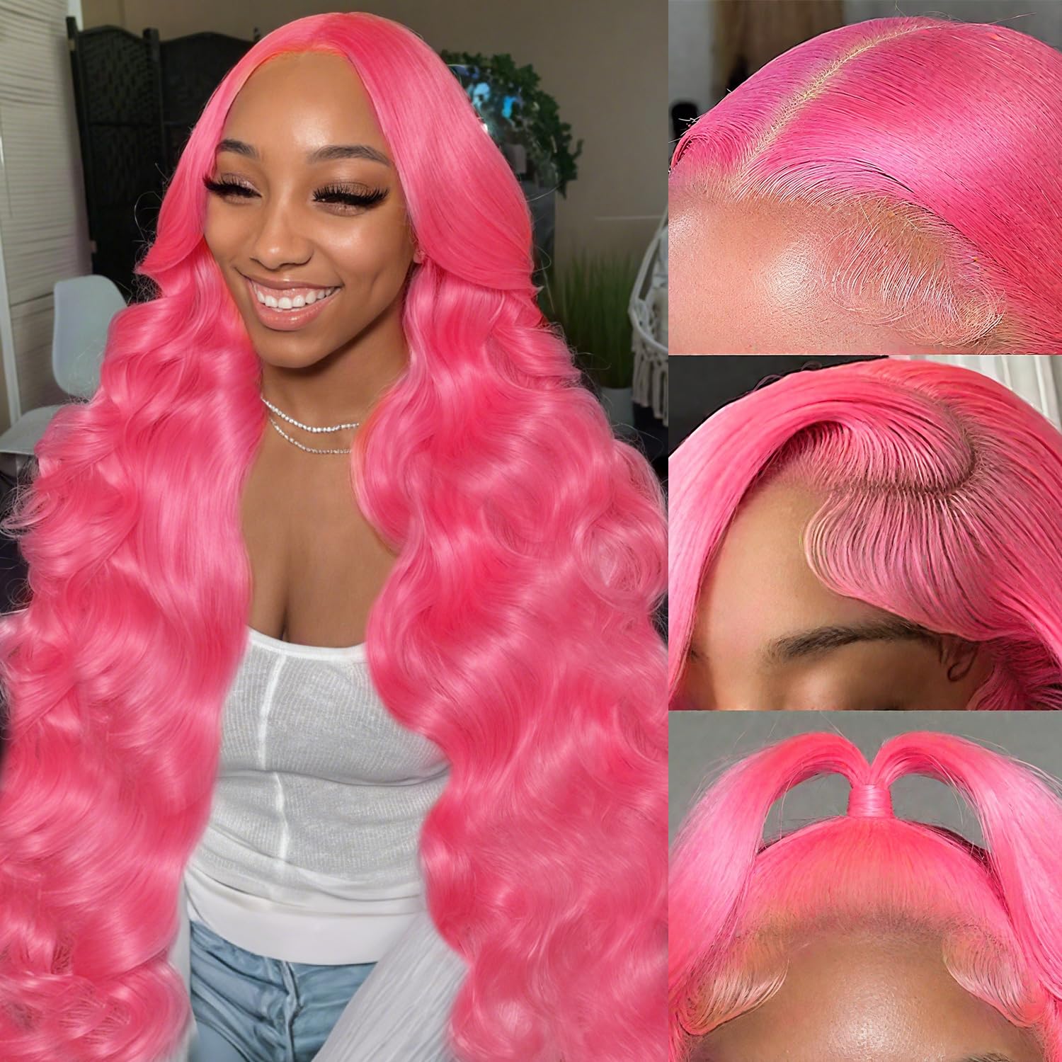 Coceioo™ Pink 13x6 Lace Front Wigs Human Hair HD Wear and Go Glueless Body Wave Lace Front Wigs Human Hair for Women 30 Inch