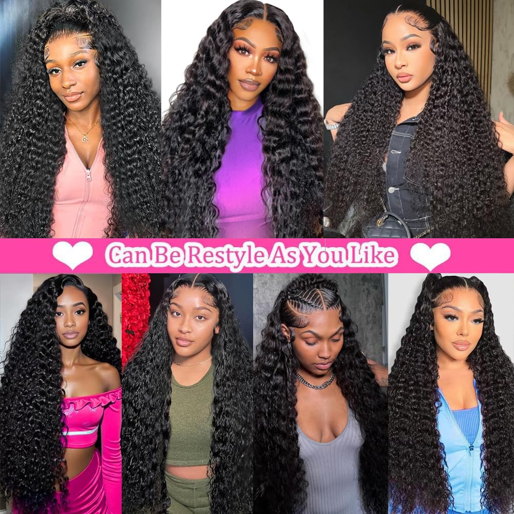 Coceioo™ 13x6 Deep Wave Lace Front Wigs Human Hair 200 Density 13x6 HD Lace Front Wigs Human Hair Wigs for Women Glueless Wigs Human Hair Deep Curly Wig Pre Plucked