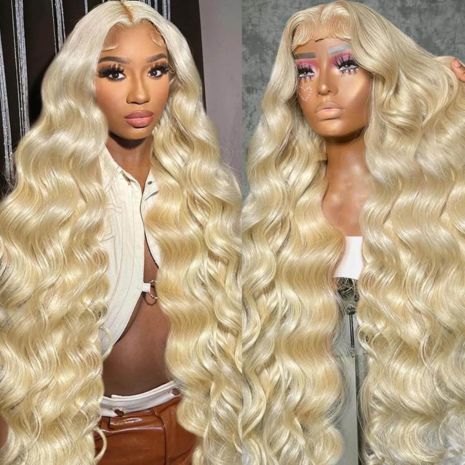Coceioo™ 613 13x6 Lace Front Wig Human Hair 200% Density, Blonde Body Wave Lace Front Wigs Human Hair Pre Plucked for Women, 613 HD Lace Frontal Wig 13x6