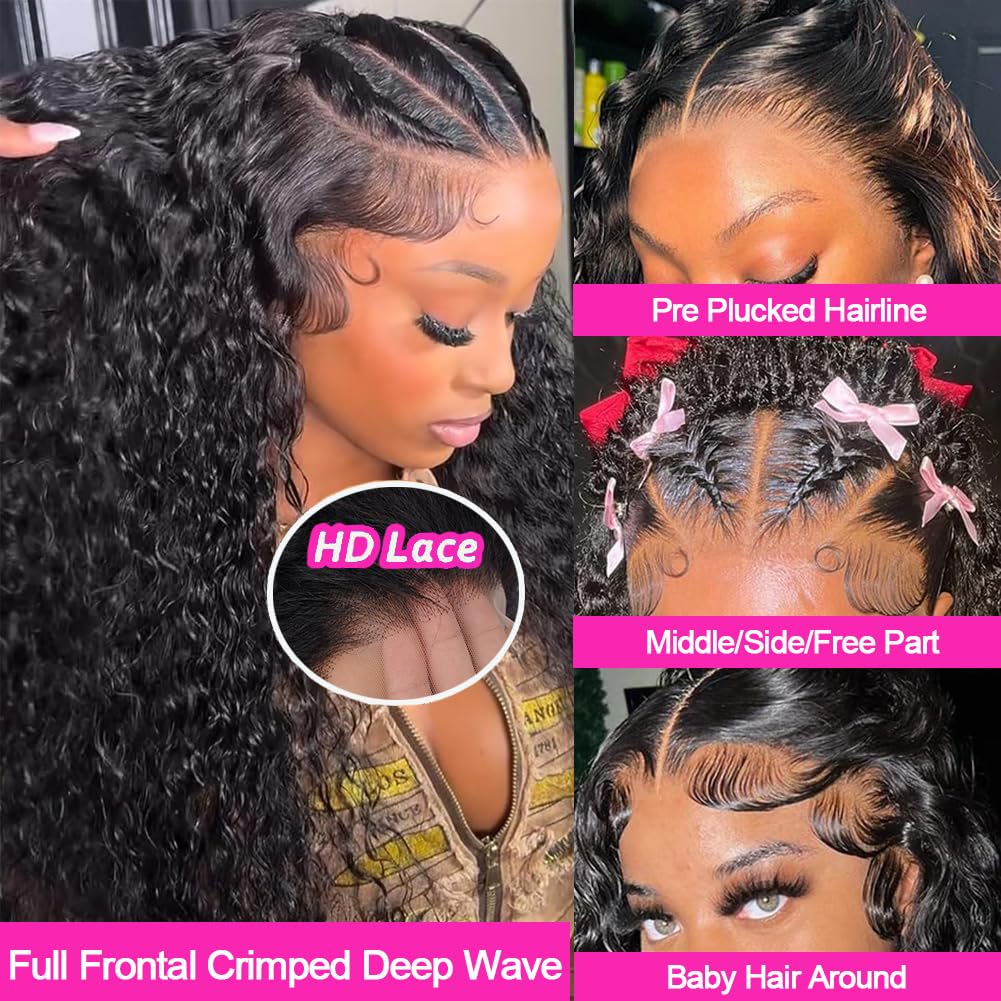 Coceioo™ 13x6 Deep Wave Lace Front Wigs Human Hair 200 Density 13x6 HD Lace Front Wigs Human Hair Wigs for Women Glueless Wigs Human Hair Deep Curly Wig Pre Plucked