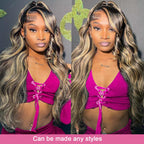 Coceioo™ 13x6 1B/27 Highlight Ombre Lace Front Wig Human Hair Pre Plucked 180% Density HD Highlighted Lace Front Wigs Human Hair Wigs Human Hair Blonde Lace Front Wig