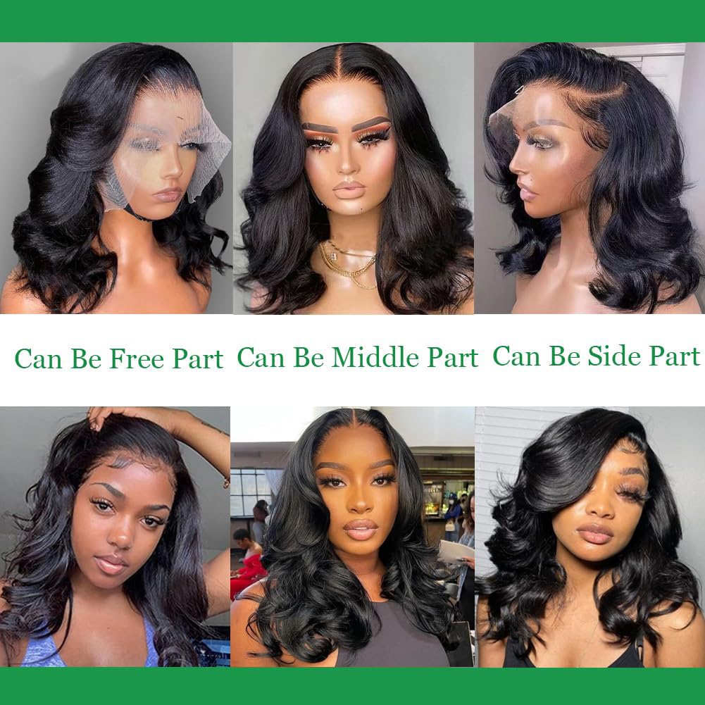 Coceioo™ Bob Wig Human Hair 13x4 Lace Front Wigs Human Hair Pre Plucked Body Wave 180% Density HD Lace Frontal Short Bob Wigs for Women