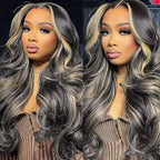 Coceioo™ 13x6 1B/27 Highlight Ombre Lace Front Wig Human Hair Pre Plucked 180% Density HD Highlighted Lace Front Wigs Human Hair Wigs Human Hair Blonde Lace Front Wig