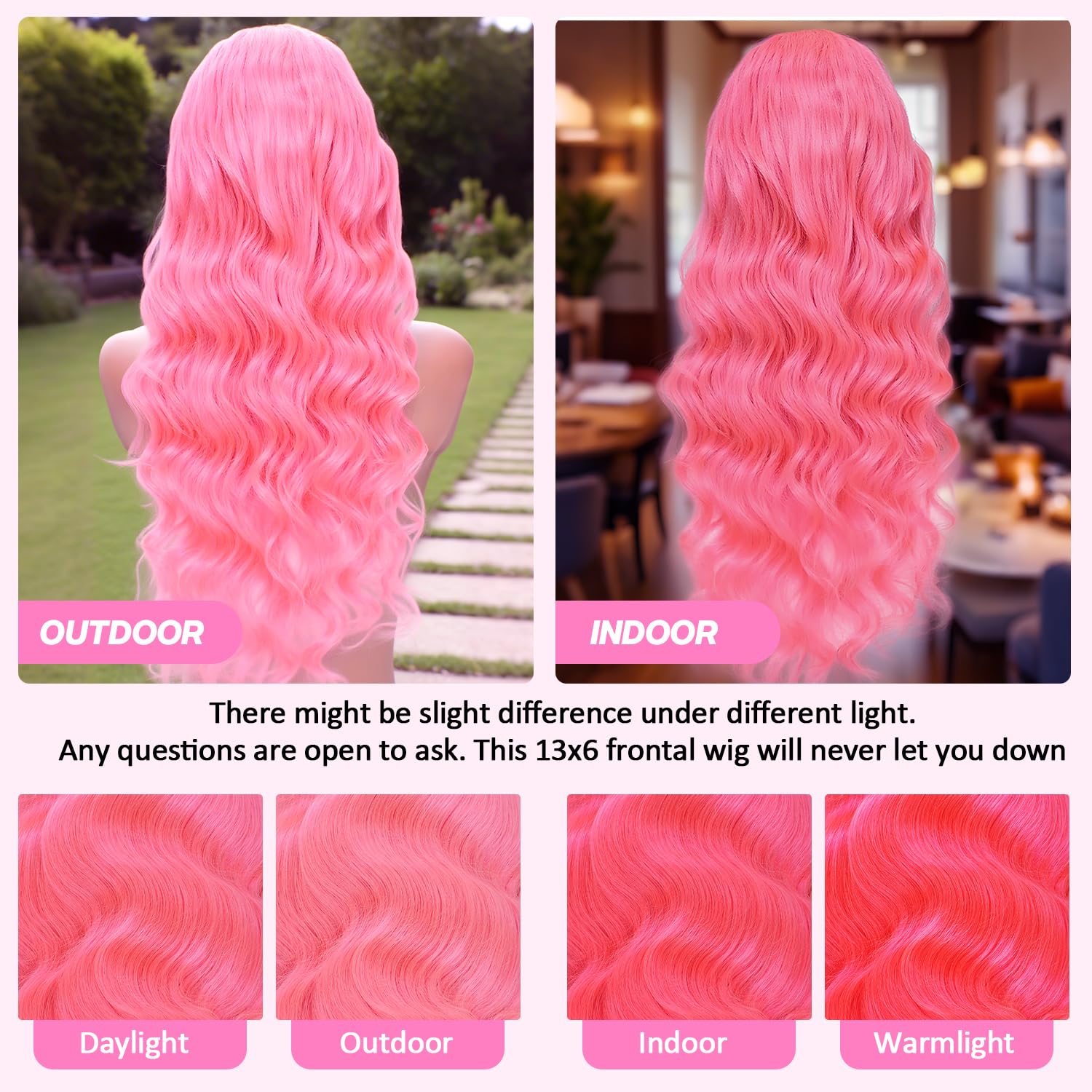 Coceioo™ Pink 13x6 Lace Front Wigs Human Hair HD Wear and Go Glueless Body Wave Lace Front Wigs Human Hair for Women 30 Inch