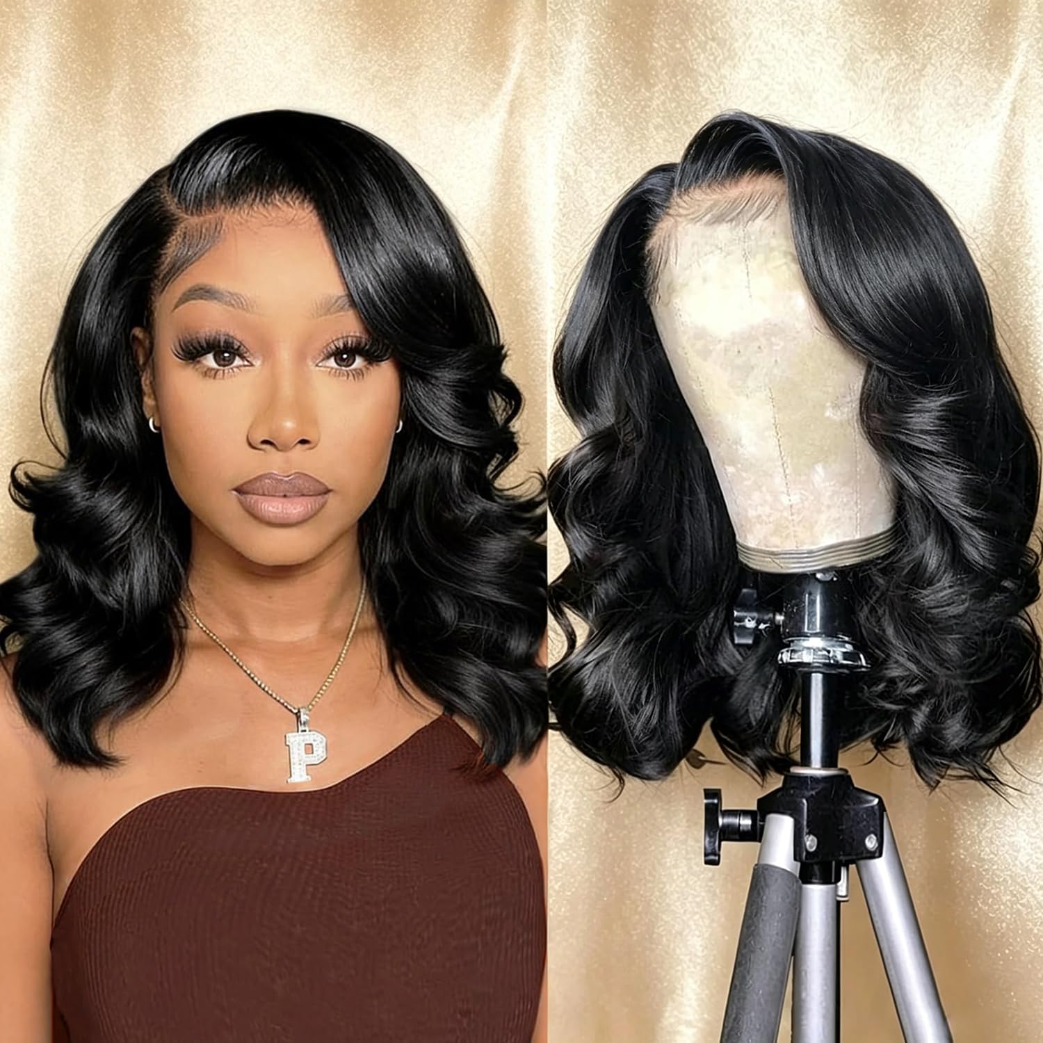 Coceioo™ Bob Wig Human Hair 13x4 Lace Front Wigs Human Hair Pre Plucked Body Wave 180% Density HD Lace Frontal Short Bob Wigs for Women