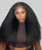 Coceioo™ Kinky Straight Lace Front Wigs Human Hair Yaki Straight 13x4 Transparent HD Glueless Lace Wig Human Hair Wigs For Black Women