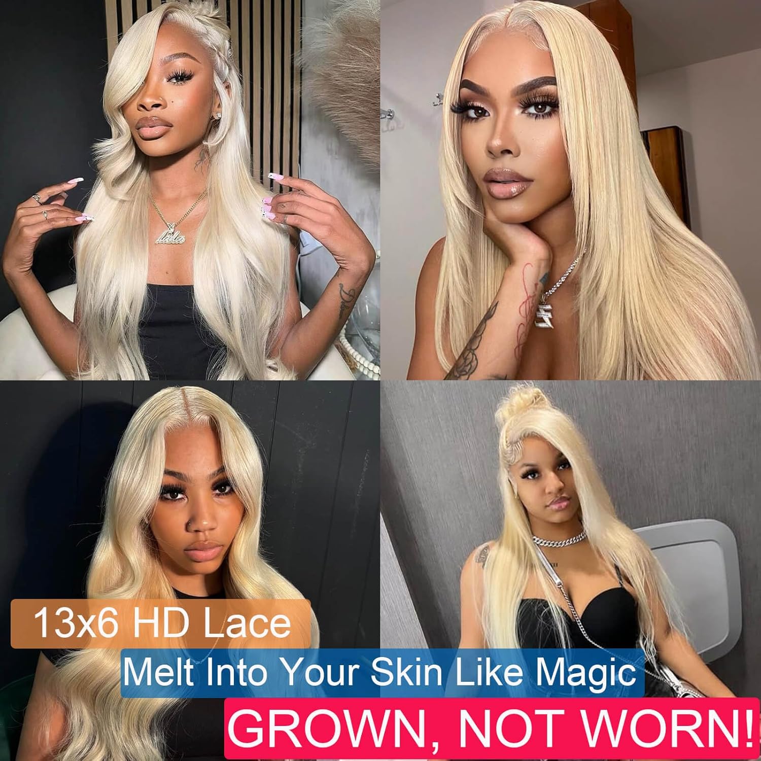 Coceioo™ 613 13x6 Lace Front Wig Human Hair 200% Density, Blonde Body Wave Lace Front Wigs Human Hair Pre Plucked for Women, 613 HD Lace Frontal Wig 13x6