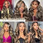 Coceioo™ 13x6 1B/27 Highlight Ombre Lace Front Wig Human Hair Pre Plucked 180% Density HD Highlighted Lace Front Wigs Human Hair Wigs Human Hair Blonde Lace Front Wig