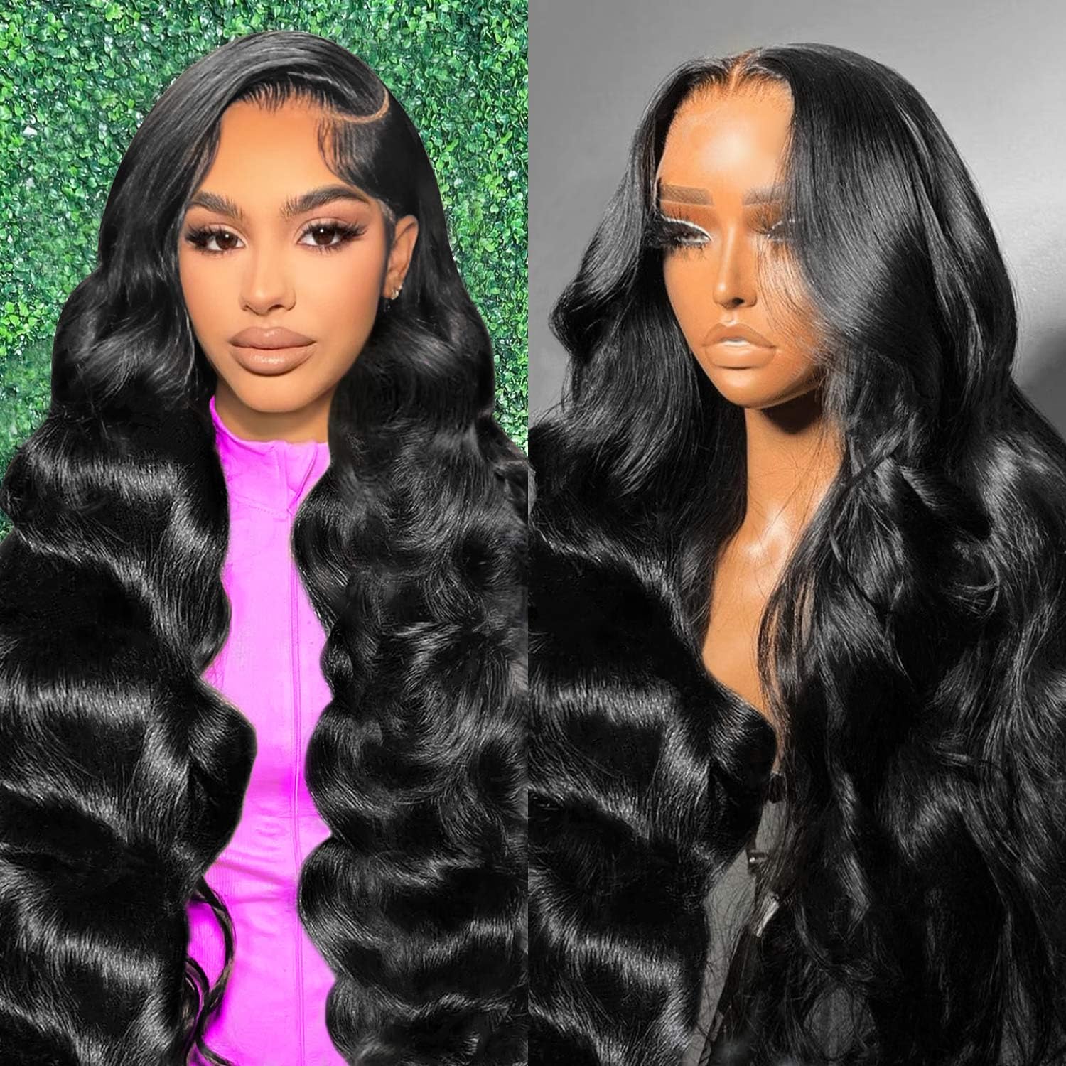 Coceioo™ Body Wave 13x6 Lace Front Wigs Human Hair Pre Plucked 200% Density HD Lace Front Wigs Human Hair Transparent Frontal Wigs Virgin Human Hair with Baby Hair for Women Natural Black
