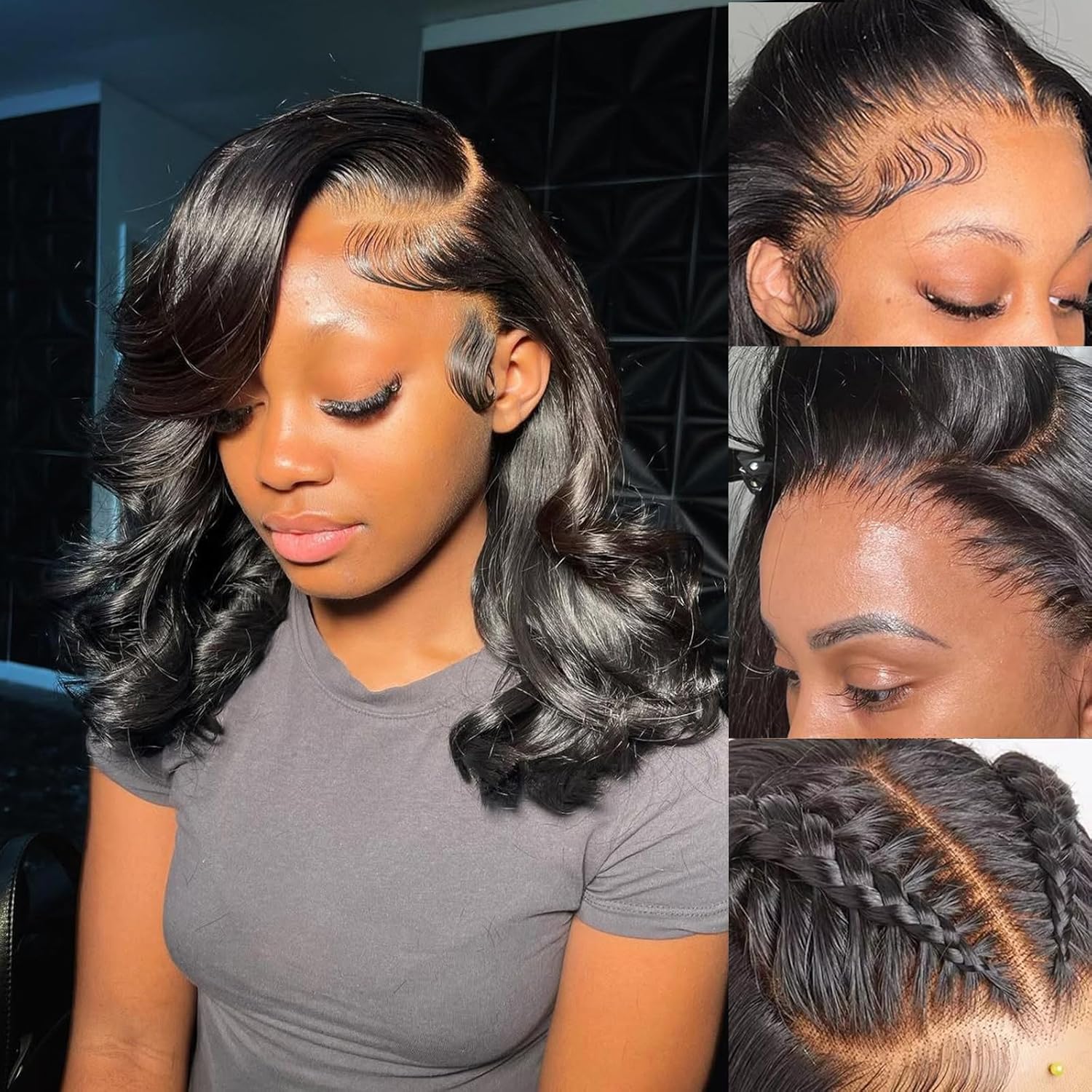 Coceioo™ Bob Wig Human Hair 13x4 Lace Front Wigs Human Hair Pre Plucked Body Wave 180% Density HD Lace Frontal Short Bob Wigs for Women