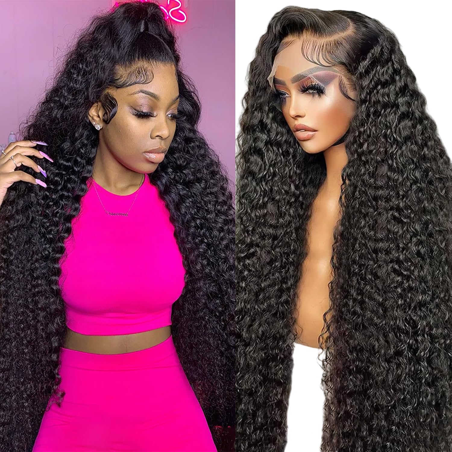 Coceioo™ 13x6 Deep Wave Lace Front Wigs Human Hair 200 Density 13x6 HD Lace Front Wigs Human Hair Wigs for Women Glueless Wigs Human Hair Deep Curly Wig Pre Plucked