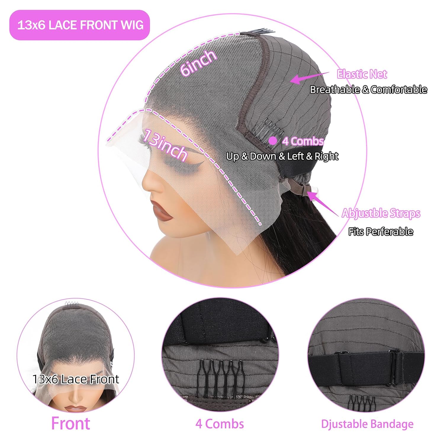 Coceioo™ 13x6 Lace Front Wigs Human Hair Pre Plucked HD Lace Frontal Human Hair Wigs Straight Brazilian Virgin Human Hair