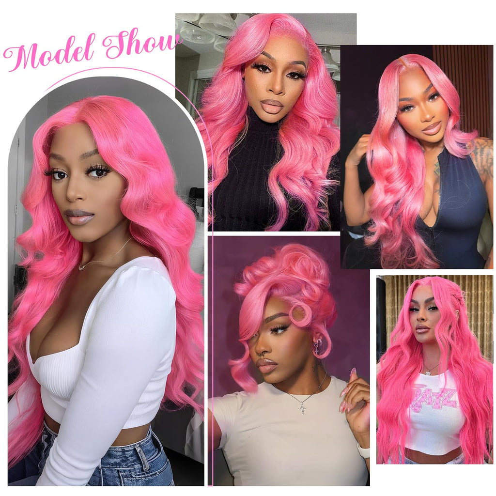 Coceioo™ Pink 13x6 Lace Front Wigs Human Hair HD Wear and Go Glueless Body Wave Lace Front Wigs Human Hair for Women 30 Inch