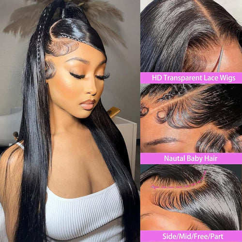 Coceioo 13x6 Lace Front Wigs Human Hair Pre Plucked HD Lace Frontal Human Hair Wigs Straight Brazilian Virgin Human Hair