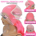 Coceioo™ Pink 13x6 Lace Front Wigs Human Hair HD Wear and Go Glueless Body Wave Lace Front Wigs Human Hair for Women 30 Inch