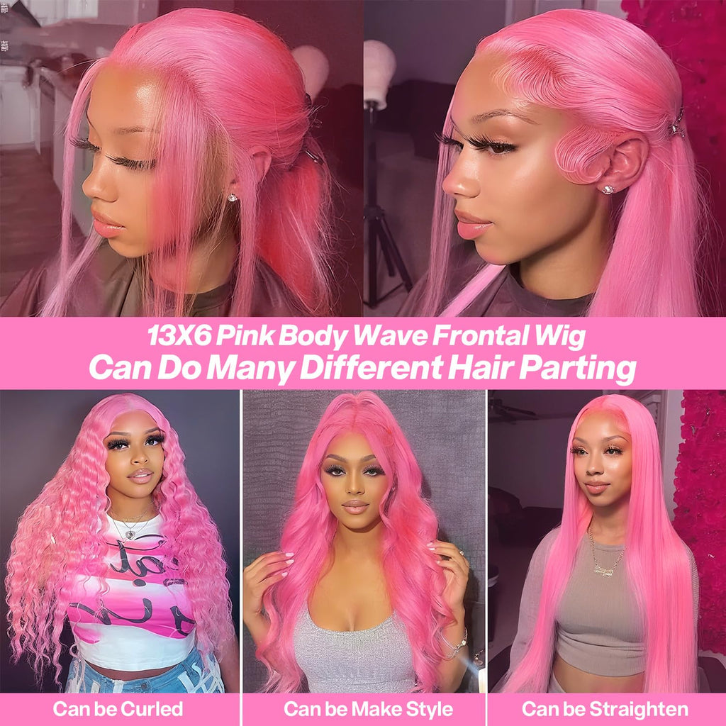 Coceioo™ Pink 13x6 Lace Front Wigs Human Hair HD Wear and Go Glueless Body Wave Lace Front Wigs Human Hair for Women 30 Inch